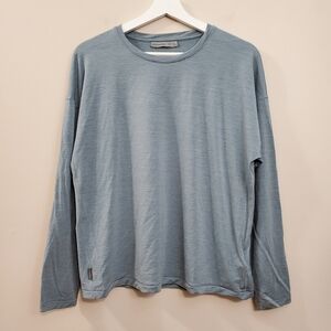 Icebreaker Merino - Women's Striped Blue Long Sleeve Thermal Base Layer - Size L